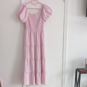Chic Pink Smocked Maxi Dress